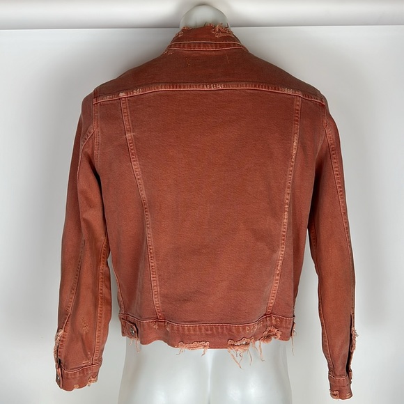 Womens Amo Pop Canyon Rose Snap Button Distressed Denim Jacket Size L - Picture 4 of 15